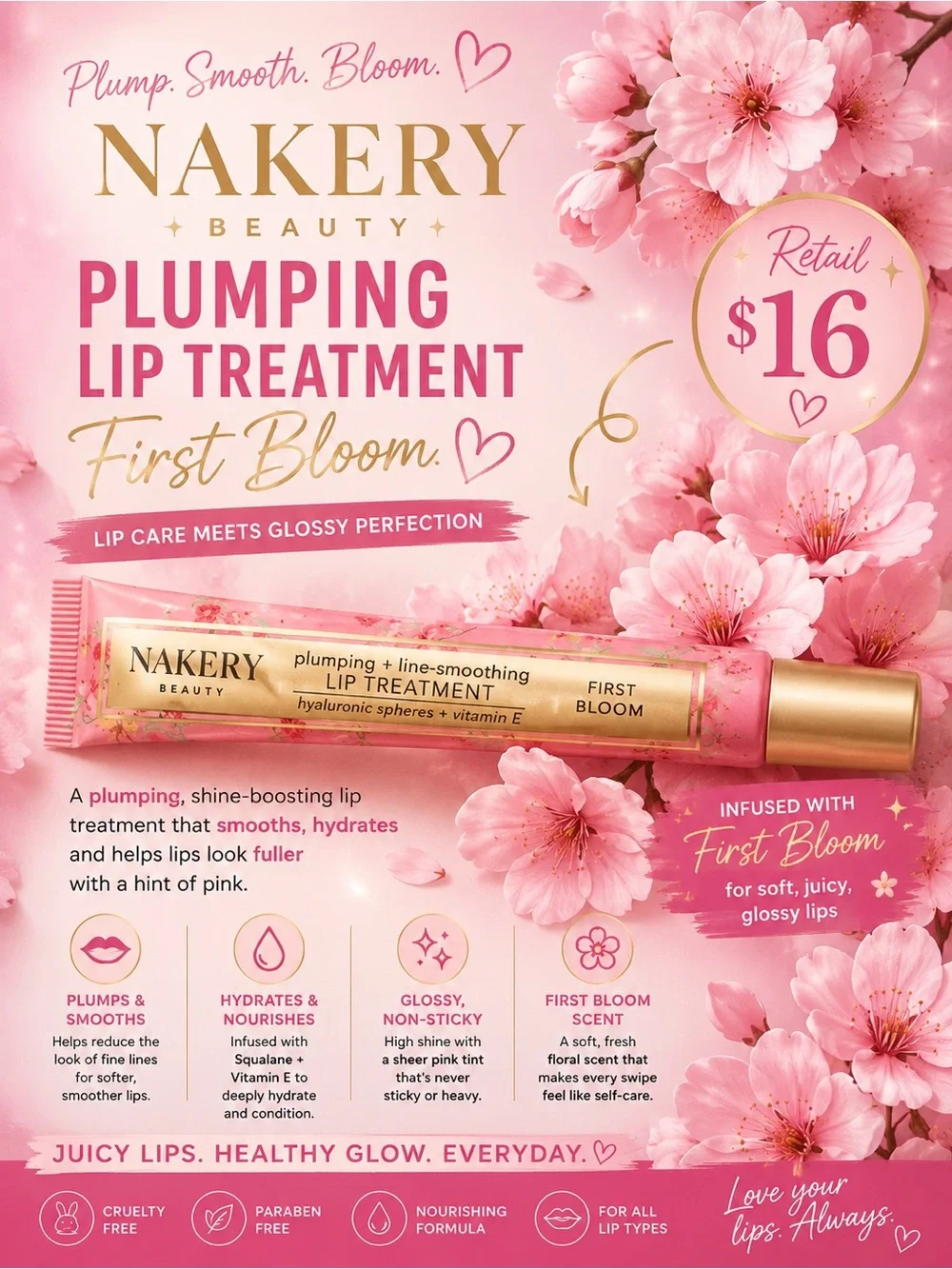 Nakery Beauty First Bloom Plumping Lip Treatment - Pink